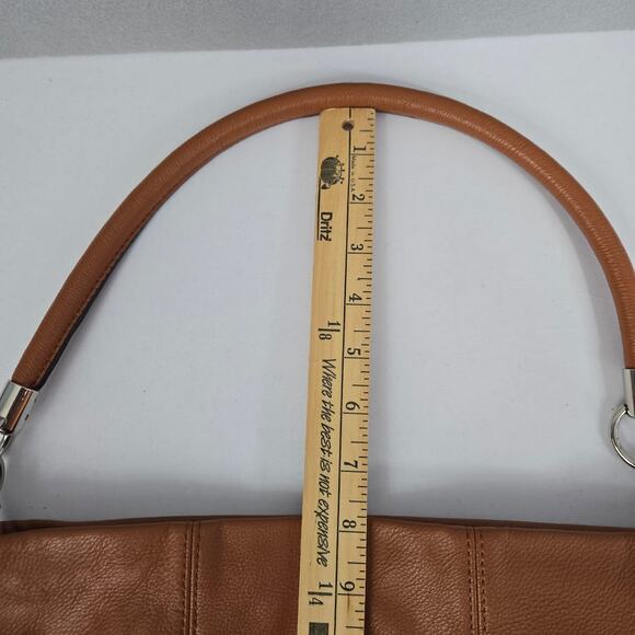 Liz Claiborne Tan Zipper Closure Satchel Shoulder Bag / Purse with Tassel Detail - Picture 12 of 14